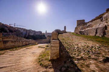 The historic village of Gravina in Puglia with its famous aqueduct bridge - travel photography