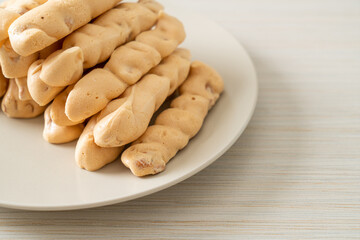 almonds meringue stick on plate