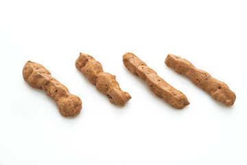 chocolate meringue stick on white background