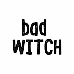 Bad Witch of black ink on a white background.