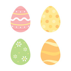 Set of cute pastel colored Easter eggs. Flat vector illustration. 