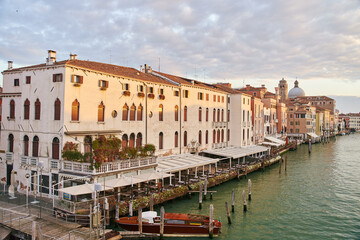 Fototapeta na wymiar Venice, Italy - 10.12.2021: Beautiful view of famous Grand Canal in Venice, Italy