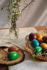 easter eggs in a basket