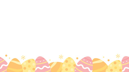 Cute pastel colored Easter eggs seamless bottom border background. Flat vector illustration. 