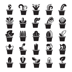 plant in pot and tree icons