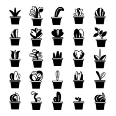 plant in pot and tree icons