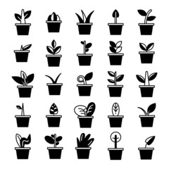 plant in pot and tree icons
