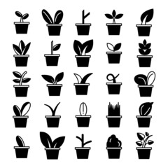 plant in pot and tree icons