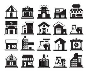 building, house, city icons set