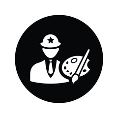 Artist, art icon. Black vector sketch.