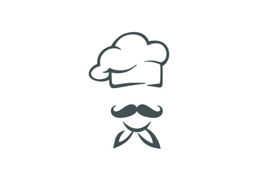 Chef Head Logo Vector with Hat, Moustache, and Necktie for Restaurant Branding, Culinary Identity, and Food Business Design Symbol Illustration 