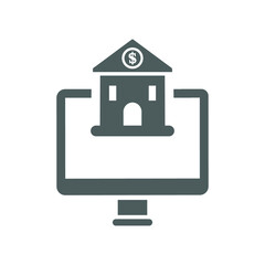 Bank, institution, loan, pay icon. Gray vector sketch.