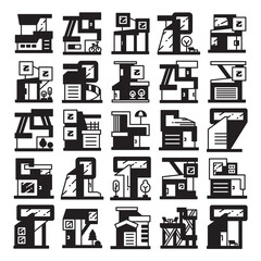 modern building and house, modern architecture design vector set