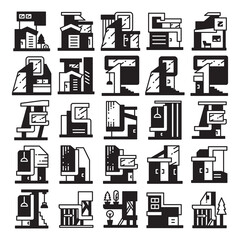 modern building and house, modern architecture design vector set