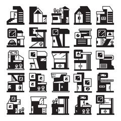 modern building and house, modern architecture design vector set