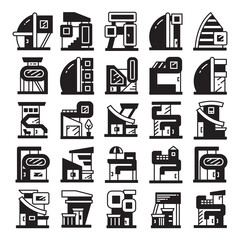 modern building and house, modern architecture design vector set