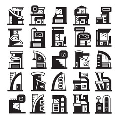 modern building and house, modern architecture design vector set