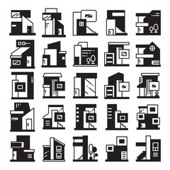 modern building and house, modern architecture design vector set