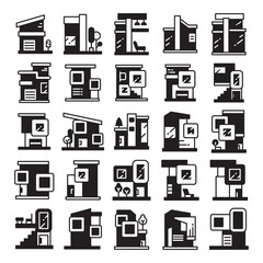 modern building and house, modern architecture design vector set