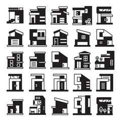 modern building and house, modern architecture design vector set