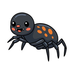Cute little black spider cartoon