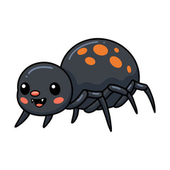 Cute little black spider cartoon