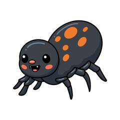 Cute little black spider cartoon