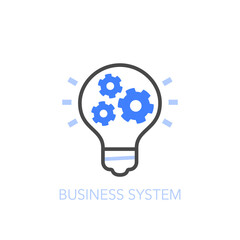 Business system symbol with a light bulb and cogwheels. Easy to use for your website or presentation.