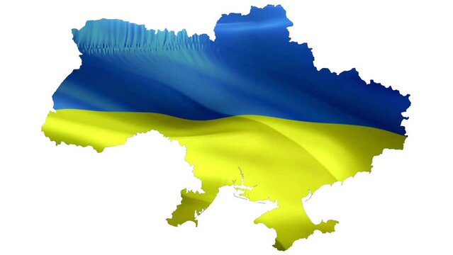 Ukraine map with Ukrainian flag background video waving in wind. Realistic Ukraine Flag. Ukrainian Flag Looping Closeup 1080p Full HD 1920X1080 footage. Realistic Ukraine Flag background Looping Close