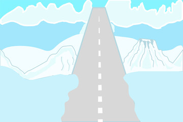Empty winter mountain road landscape
