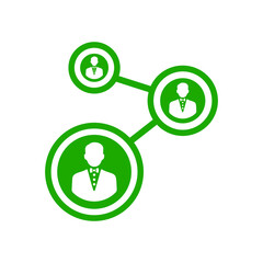 Social, link, connectivity icon. Green vector design.