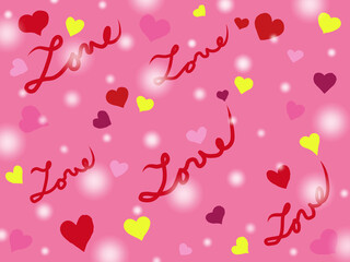 LOVEとハートと幸せがいっぱいのピンク色のデザイン