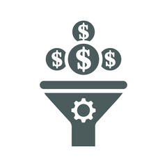 Conversion, rate, filter icon. Gray vector sketch.