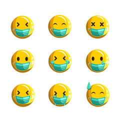 Emoticon collection wearing a mask