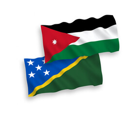 Flags of Solomon Islands and Hashemite Kingdom of Jordan on a white background