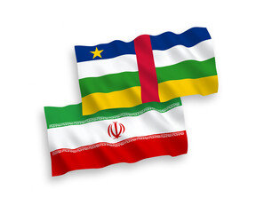 Flags of Central African Republic and Iran on a white background