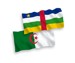Flags of Central African Republic and Algeria on a white background
