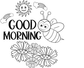 GOOD MORNING COLORING PAGE,TATTOO COLORING PAGE,CREATIVE DESIGN COLORING PAGE,