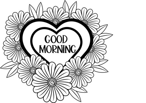 GOOD MORNING COLORING PAGE,TATTOO COLORING PAGE,CREATIVE DESIGN COLORING PAGE,