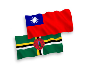 Fototapeta premium Flags of Dominica and Taiwan on a white background