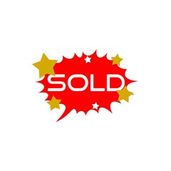 Sold speech bubble sign isolated on white background