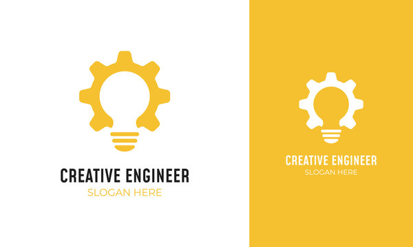 Gear lamp logo design with industry or engineering concept