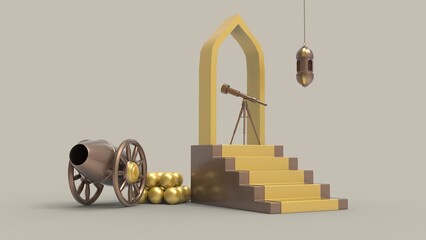 3D Ramadan kareem Background, 3d illustration