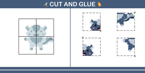 Cut and Glue of cute skunk,education game for kids age 5 and 10 Year Old