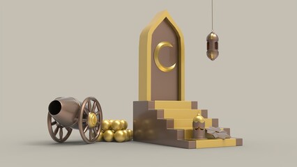 3D Ramadan kareem Background, 3d illustration