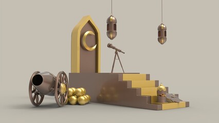 3D Ramadan kareem Background, 3d illustration