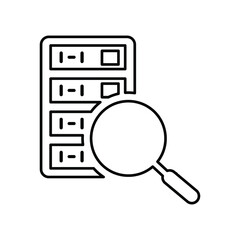Database, search, server line icon. Outline vector.