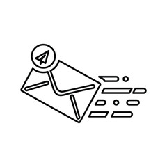 Email, post, send outline icon. Line art sketch.