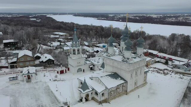 Aerial view of the Resurrection Monastery in the city of Murom. Russia