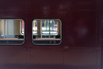 Fototapeta na wymiar Sydney’s vintage Red Rattler Train on display at Central station in Sydney Australia